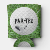 Golfclub met Bal Op Groen Gras Blikjeskoeler (Achterkant)