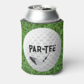 Golfclub met Bal Op Groen Gras Blikjeskoeler (Blikje Achterkant)