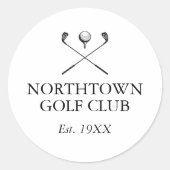 Golfclub Naam Klassieker Ronde Sticker (Voorkant)