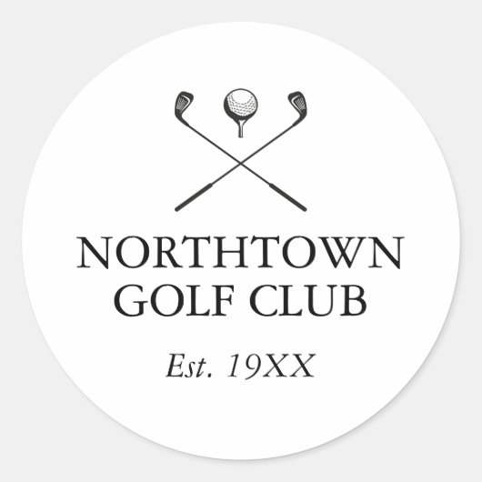 Golfclub Naam Klassieker Ronde Sticker (Voorkant)