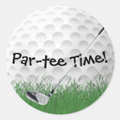 Golfclub op bal ronde sticker (Voorkant)