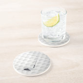 Golfclub op golfbal zandsteen onderzetter (Zijkant)