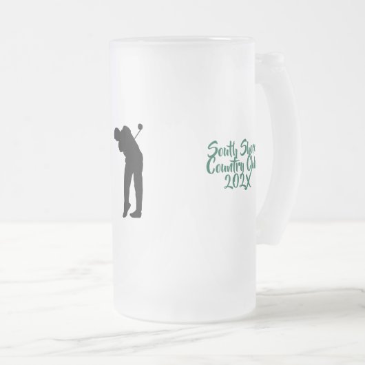 Golfclub op maat matglas bierpul (Voorkant rechts)