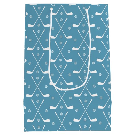 Golfclub Pattern Papier Bord Medium Cadeauzakje (Achterkant)