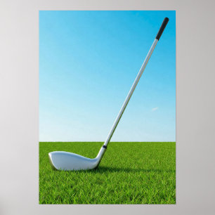 Golfclub Shot op Groene Fairway Poster