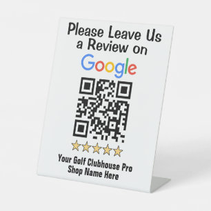 Golfclubhuis Pro Shop Google Review QR-code Reclamebord Met Voetstuk