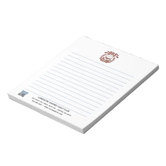 Golfclublogo en QR-code gelinieerd     Notitieblok (Linkerzijde)