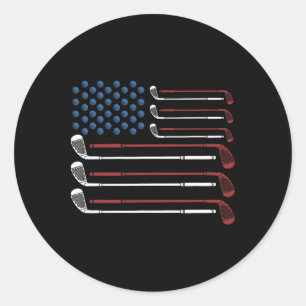 Golfclubs Amerikaanse vlag rood wit en blauw Ronde Sticker