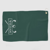 Golfclubs Bal Emerald Green Persoonlijke Naam Golfhanddoek (Horizontaal)