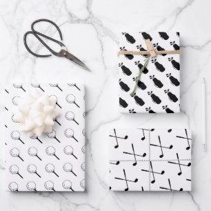 Golfclubs Ballen T - shirts Modern Sports Zwart Wi Inpakpapier Vel