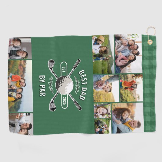 Golfclubs en bal 10 foto's Best Dad by Par Golfhanddoek (Horizontaal)