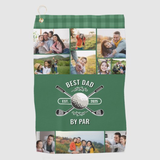Golfclubs en bal 10 foto's Best Dad by Par Golfhanddoek (Voorkant)
