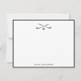 Golfclubs en bal Black Border Notitiekaartje