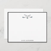 Golfclubs en bal Black Border Notitiekaartje (Voorkant / Achterkant)