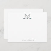 Golfclubs en bal met Initialen Flat Notitiekaartje (Voorkant / Achterkant)