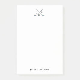 Golfclubs en bal met initialen plat post-it® notes
