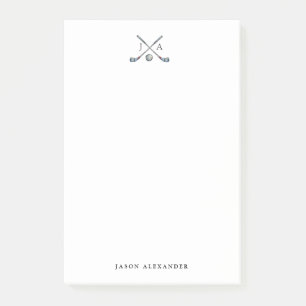 Golfclubs en bal met initialen plat post-it® notes