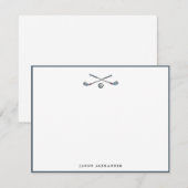 Golfclubs en Ball Gray Flat Bedankkaart (Voorkant / Achterkant)