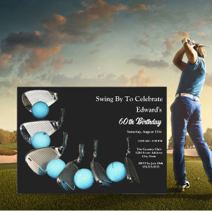 Golfclubs En Ballen Abstracte Verjaardag Kaart