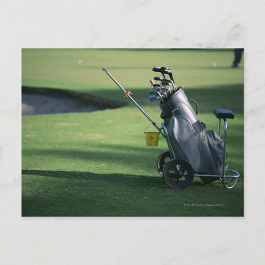 Golfclubs en golftas briefkaart (Voorkant)