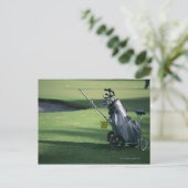 Golfclubs en golftas briefkaart (Staand voorkant)