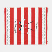 Golfclubs gepersonaliseerd met rode gestreepte vlo fleece deken (Voorkant (Horizontaal))