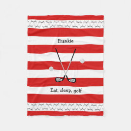 Golfclubs gepersonaliseerd met rode gestreepte vlo fleece deken