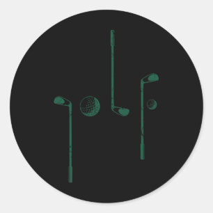 Golfclubs Golf geschreven met clubs voor golfliefh Ronde Sticker