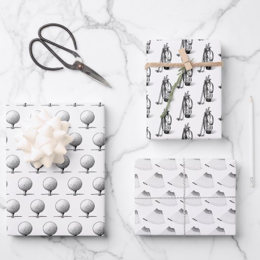 Golfclubs, Golfzakken, GolfT-shirt Black Inpakpapier Vel (Voorkant)