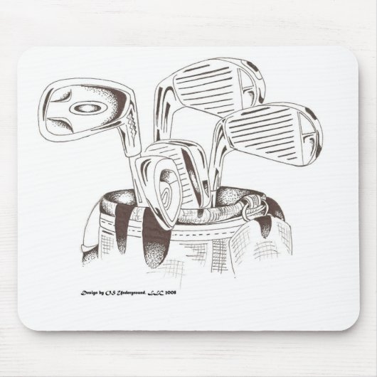 Golfclubs in zwart-wit - Muismat (Voorkant)