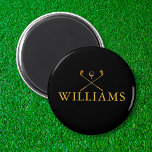 Golfclubs Magnet met persoonlijke zwarte en goudna<br><div class="desc">Pas de naam in klassieke typografie aan om een uniek golfgeschenk te creëer en in het belang van elke golfer. Ontworpen door: Thisnotme©</div>