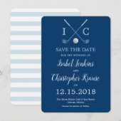 Golfclubs met blauwe monogram trouw save the dates save the date (Voorkant / Achterkant)