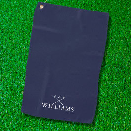 Golfclubs met eigen naam Navy Blue Golfhanddoek