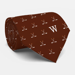 Golfclubs met monogram donkerbruin stropdas