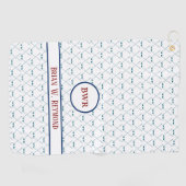 Golfclubs met Spelersnaam op wit duidelijk schoon Golfhanddoek (Horizontaal)