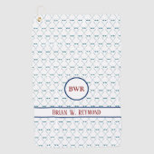 Golfclubs met Spelersnaam op wit duidelijk schoon Golfhanddoek (Voorkant)