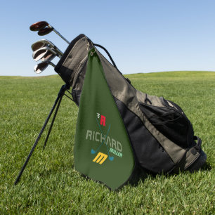Golfclubs, naam en Initiaal-monogram Golfhanddoek
