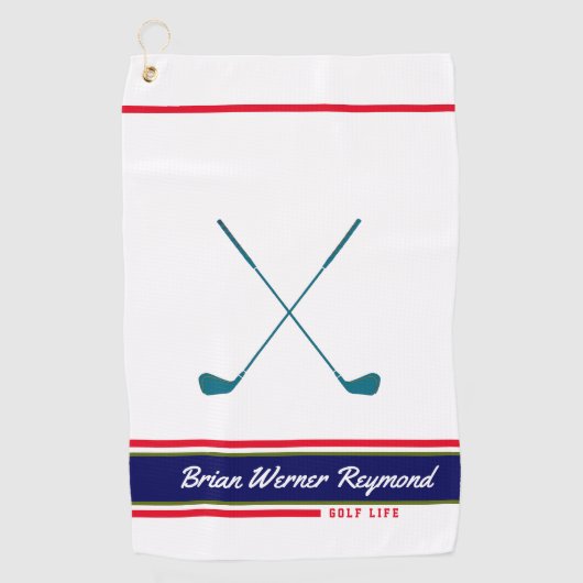 Golfclubs / naam golfspeler golfhanddoek (Voorkant)