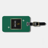Golfclubs, Naam & Initiaal op groene monogrammed Bagagelabel (Voorkant horizontaal)