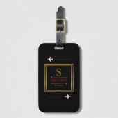 Golfclubs, naam & initiaal op zwart monogrammed bagagelabel (Voorkant (verticaal))