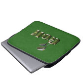 Golfclubs op groene denim laptop sleeve (Voorkant onderkant)