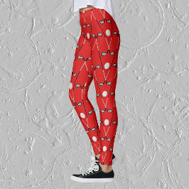 Golfclubs patronen heldere rode leggings