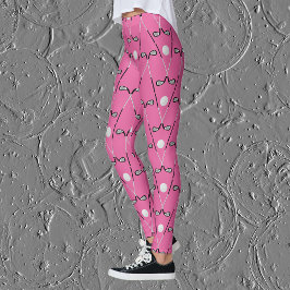 Golfclubs patroon helder roze leggings
