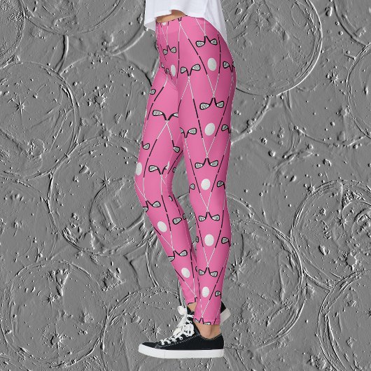 Golfclubs patroon helder roze leggings