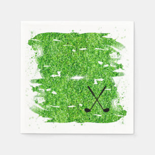Golfclubs Silhouette Green Grass Grappig Servet