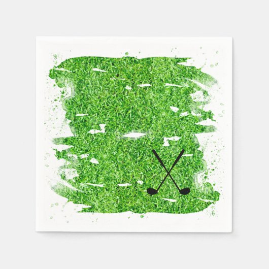 Golfclubs Silhouette Green Grass Grappig Servet (Voorkant)