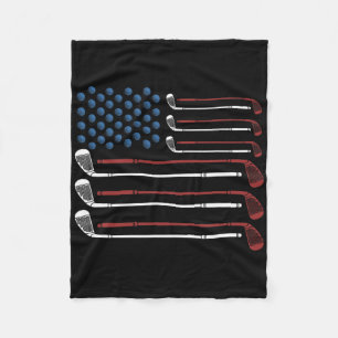 Golfclubs Usa Vlag Rood Wit En Blauw  Fleece Deken