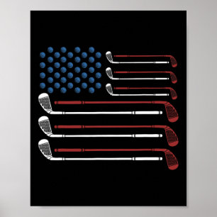 Golfclubs Usa Vlag Rood Wit En Blauw Poster