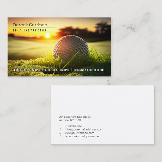 golfcoach | Professionele golfinstructeur Visitekaartje (Voorkant / Achterkant)