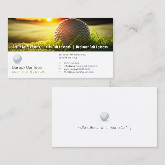golfcoach | Professionele golfinstructeur Visitekaartje (Voorkant / Achterkant)